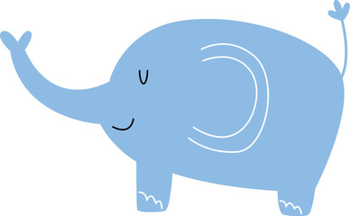 Hand drawn abstract elephant flat illustration Wild animal design element