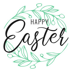 Happy Easter vintage vector calligraphy text. Hand drawn lettering poster for Easter. Modern Handwritten brush type isolated on white background