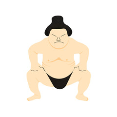 Sumo wrestler on a white background. Flat illustration of a sumo wrestler. - obrazy, fototapety, plakaty