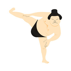 Sumo wrestler on a white background. Flat illustration of a sumo wrestler.