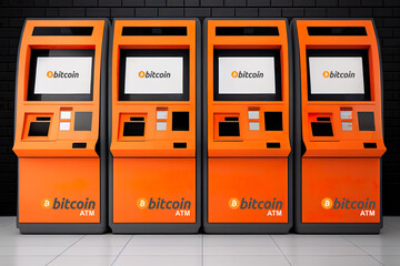 Bitcoin cryptocurrency ATM machine. Bitcoin ATM for decentralized exchange technology. Generative AI.