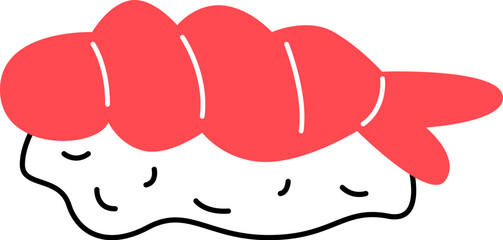 Hand drawn abstract sushi with shrimp design element