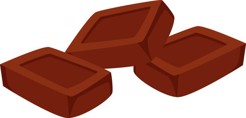 Pieces of chocolate flat illustration Sweet dessert
