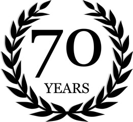 Obraz premium 70 Years Anniversary Laurel, black and white