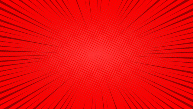 Red comic pop art vintage background with halftone dots