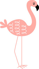 Hand drawn abstract flamingo flat illustration Wild animal design element