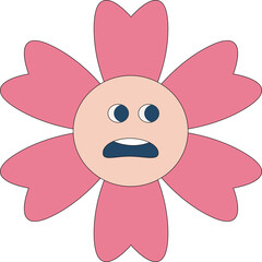 Funny retro flower illustration Groovy flower head. 