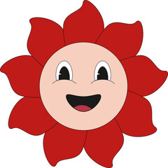 Funny retro flower illustration Groovy flower head. 