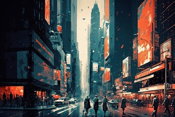 New York abstrakcyjny kolorowy animowany obraz Generative AI