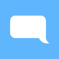 White speech bubbles vector element on blue background, Text balloon, Vector icon.