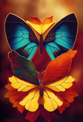Obraz na płótnie Canvas illustration of a color butterfly, mixed medium, vintage background.
