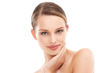 Obraz na płótnie Canvas A woman using a combination of spa products, cosmetics, and makeup to undergo a luxurious facial treatment, which helps to enhance her overall skin health and beauty isolated on a png background.