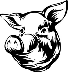 Pig head mascot. Swine logo. Hog illustration.