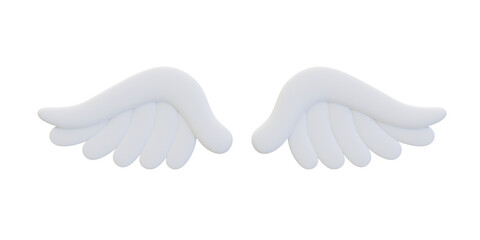 3d minimal white wing. cute white wing. 3d illustration.