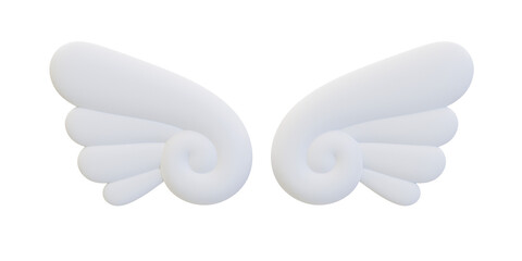 3d minimal white wing. cute white wing. 3d illustration.
