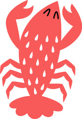 Hand drawn abstract lobster flat illustration Wild animal design element