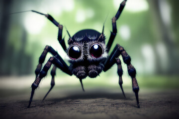 AI Digital Illustration Cute Isolated Spider