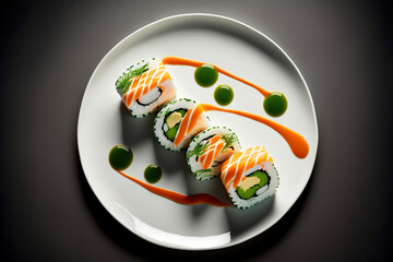 Japanese seafood sushi set, generative ai
