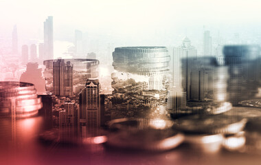 Finance and money technology background concept of business prosperity and asset management ....