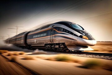 Obraz premium Illustration of a modern express train - Created with Generative ai