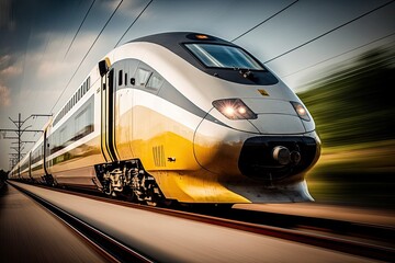 Fototapeta na wymiar Illustration of a modern express train - Created with Generative ai