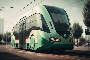 Illustration of a futuristic public transport - Created with generative ai,