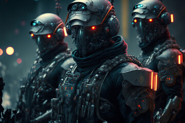 Fototapeta premium A group of special forces soldiers, generative ai