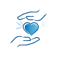 Charity vector icon, Helping hands, hands and heart icon, hand holding heart illustration
