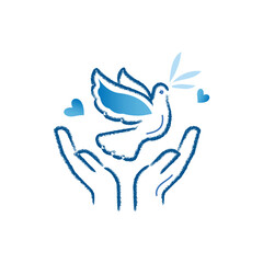 Fototapeta premium Peace dove symbol vector illustration.