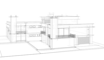 architectural drawing 3d illustration 3d rendering