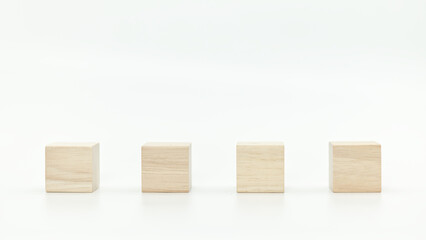 wooden blank block cubes on white background.