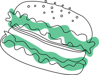 Burger on color spot Fast food snack