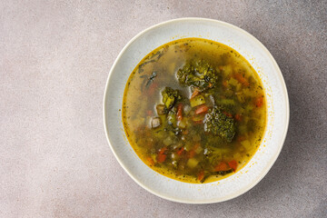 delicious and beautiful soup prepared by the chef
