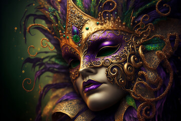 Fiesta Frenzy: A Variety of Festive Mardi Gras, Venetian or Carnivale Mask Generative AI