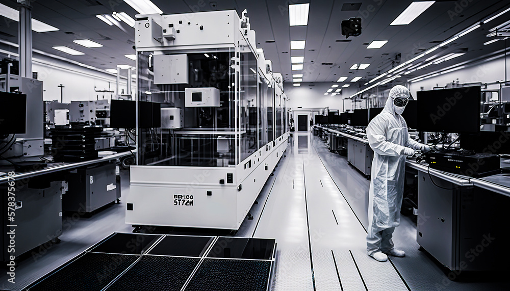Aufkleber man in white suit standing in lab. generative ai.