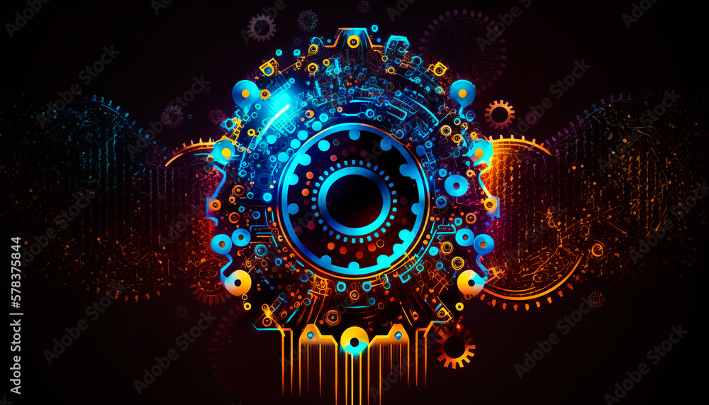 Poster colorful abstract background with circular design. generative ai.