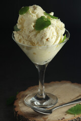 Ice cream scoops in an ice cream bowl	