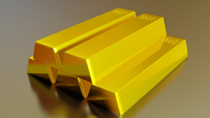 Gold bars ,3D rendering.