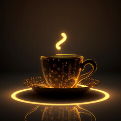 coffee with golden silhouette, ai