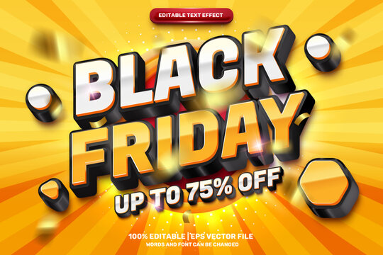 Super Black Friday Sale Promo 3d editable text effect template with sale badge and confetti