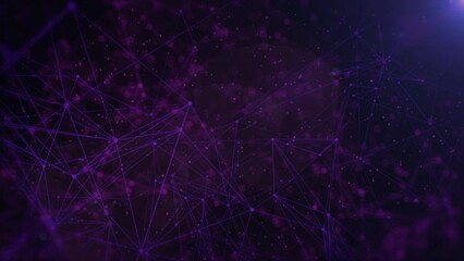 Technology digital purple low poly connection flowing wave with glow lens flare futuristic structure. Big data visualization seamless loop 4K motion background. - Powered by Adobe