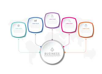 Connecting Steps business Infographic Template with 5 Elements