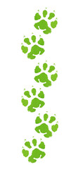 Green animal footprints on transparent background.
