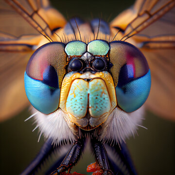 a macro image of dragonfly on a stem