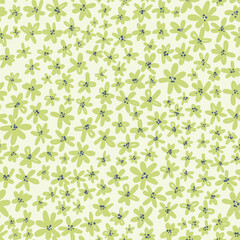 simple seamless pattern, green flower for fashion textile or wallpaper background, vector illustration - 578378035