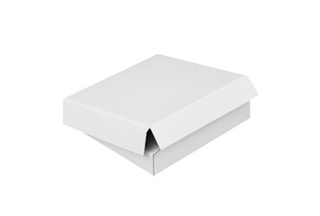 White pizza box packaging isolated for mockups