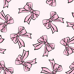 simple seamless pattern, pink ribbon for fashion textile or wallpaper background, vector illustration - 578378083