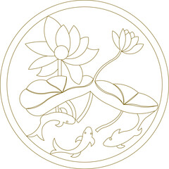 Koi fish chinese symbol logo illustration vector sketch
