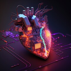 High-tech human heart. Generative AI