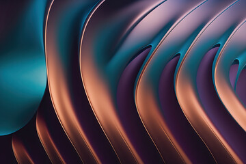Wavy Golden Metallic 3D Background. Generative AI